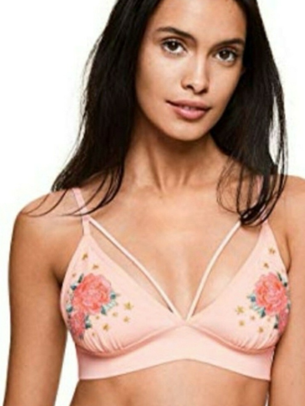 Victoria’s Secret Embroidered Floral Bralette with Delicate Straps L